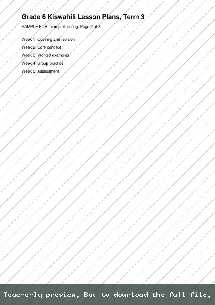 Grade 6 Kiswahili Lesson Plans, Term 3, preview page 2